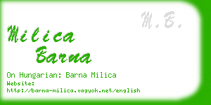 milica barna business card